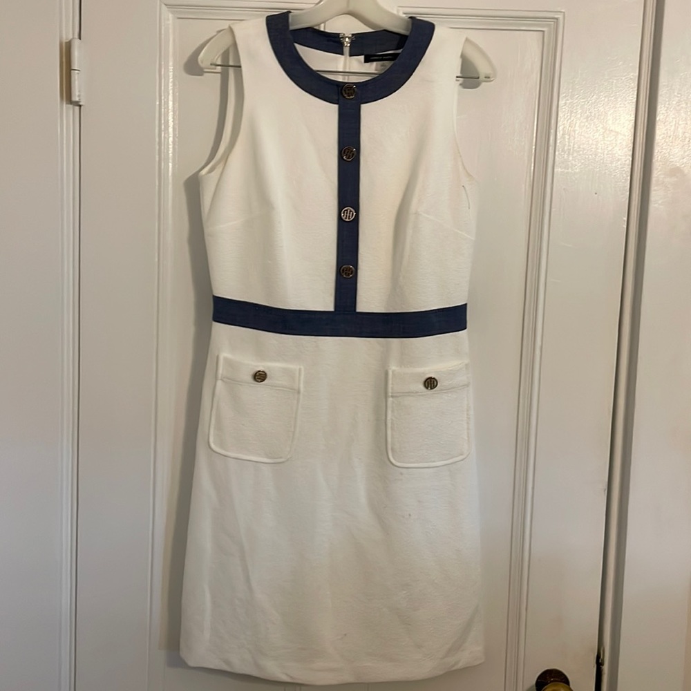 White with Blue Trim Dress